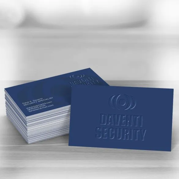 Example of raised spot premium business cards