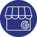 Blue circle with GBP icon in white.