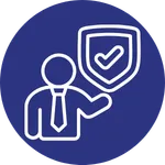 Blue circle with icon in white representing insurance